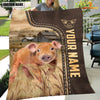 Joycorners Personalized Name Pig Brown Leather Pattern Blanket