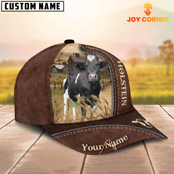 Joycorners Holstein Customized Name Leather Pattern Cap