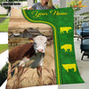 Joycorners Hereford Green Farming Blanket Custom Name