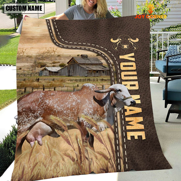 Joycorners Personalized Name GYR Cattle Leather Pattern Blanket