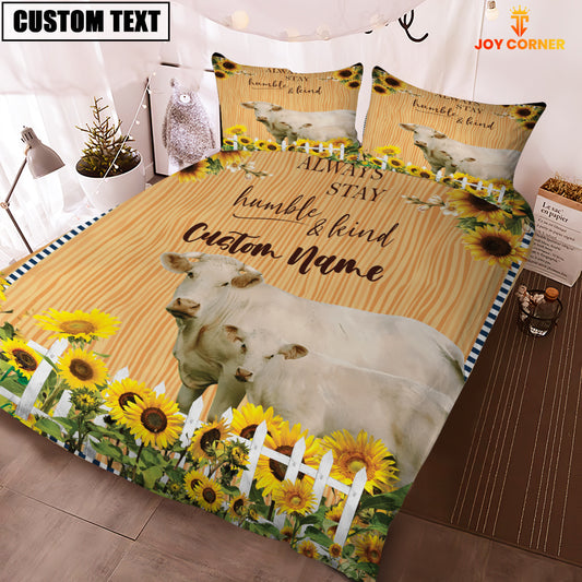 Joycorners Charolais Stay Humble And Kind Custom Name Bedding Set