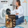 Joycorners Horse Custom Name Leather Pattern Laundry Basket