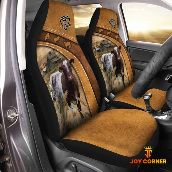Joycorners Shorthorn Pattern Customized Name 3D Car Seat Cover Set (2PCS)