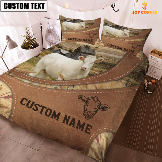 Joycorners Custom Name Charolais No Horn On Farm Bedding Set