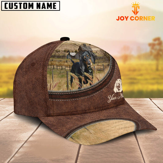 Joycorners Black & Tan Coonhounds Customized Name Leather Pattern Cap