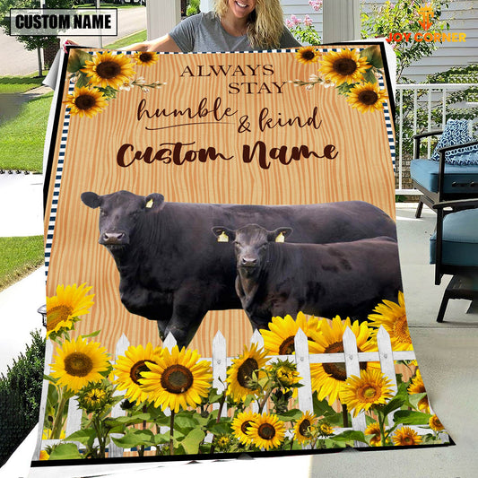 Joycorners Black Angus Custom Name - Always Stay Humble and Kind Blanket