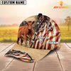 Joycorners Red Angus American Flag Custom Name Retro Cap