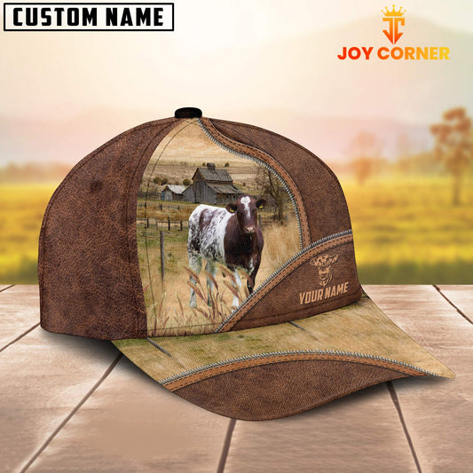 Joycorners Shorthorn Zipper Leather Pattern Customized Name Cap