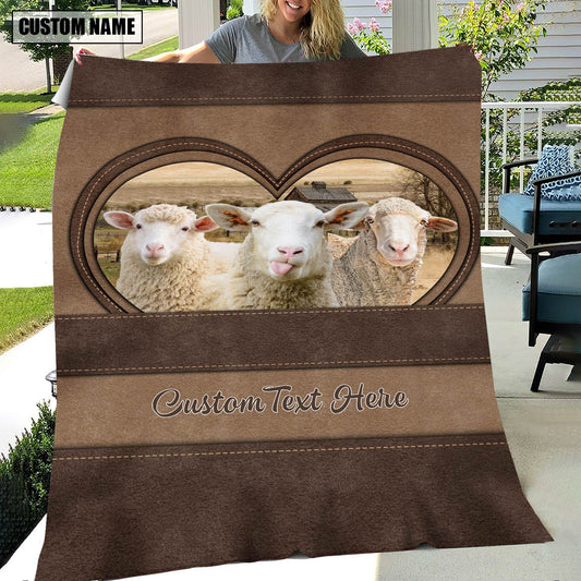 Joycorners Sheep In Heart Personalized Name Blanket