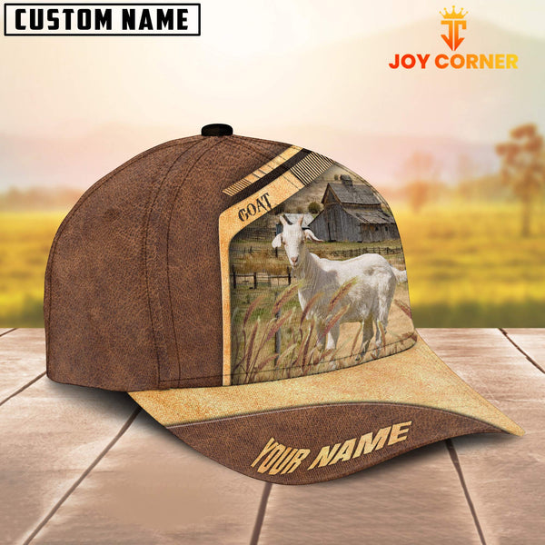 Joycorners Goat Customized Name Brown Farm Cap