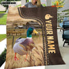 Joycorners Duck Custom Name Leather Pattern Blanket