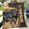 Joycorners Personalized Name Sim Angus Leather Pattern Blanket