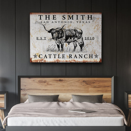 Joycorners Personalized TX Longhorn Cattle Ranch Canvas