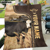 Joycorners Personalized Name Black Hereford Leather Pattern Blanket