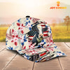 Joycorners Holstein American Flag Flowers Pattern Cap