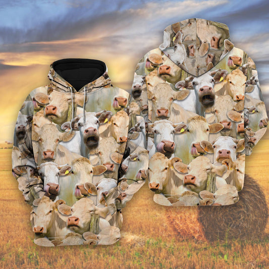 Joycorners Herd Of Charolais Cattle All Over Printed 3D Shirts