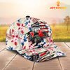 Joycorners Tractor American Flag Flowers Pattern Cap