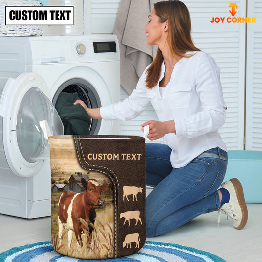 Joycorners Ayrshires Custom Name Leather Pattern Laundry Basket