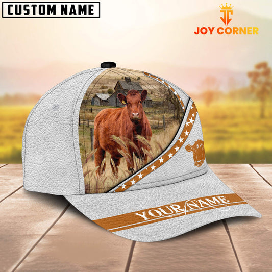 Joycorners Red Angus White Pattern Customized Name 3D Cap