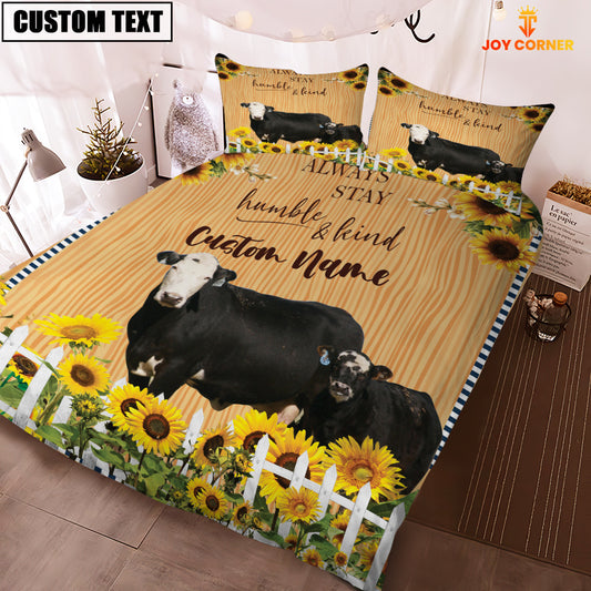 Joycorners Black Baldy Stay Humble And Kind Custom Name Bedding Set