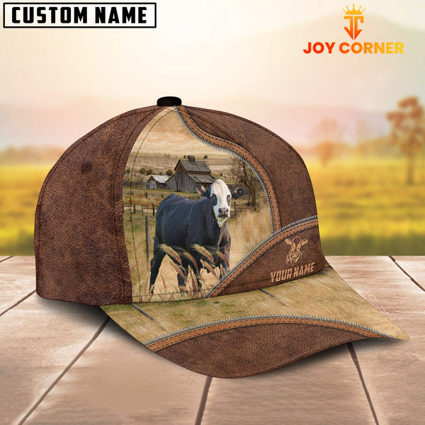 Joycorners Black Baldy Zipper Leather Pattern Customized Name Cap