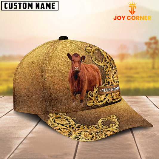Joycorners Red Angus Pattern Customized Name 3D Yellow Cap