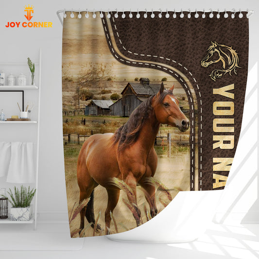 Joycorners Horse Leather Pattern Custom Name Shower Curtain