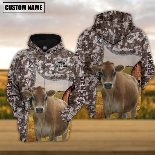 Joycorners Personalized Jersey Cattle Farm All Over Printed Hoodie