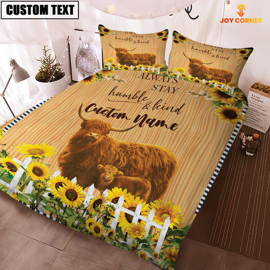 Joycorners Highland Stay Humble And Kind Custom Name Bedding Set