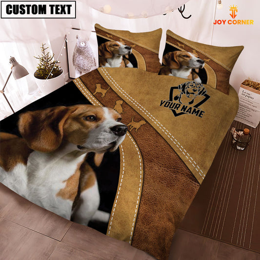 Joy Corners Beagle Brown Pattern Customized Name 3D Bedding Set