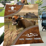 Joycorners Personalized Name Jersey Faith Family Farming Blanket