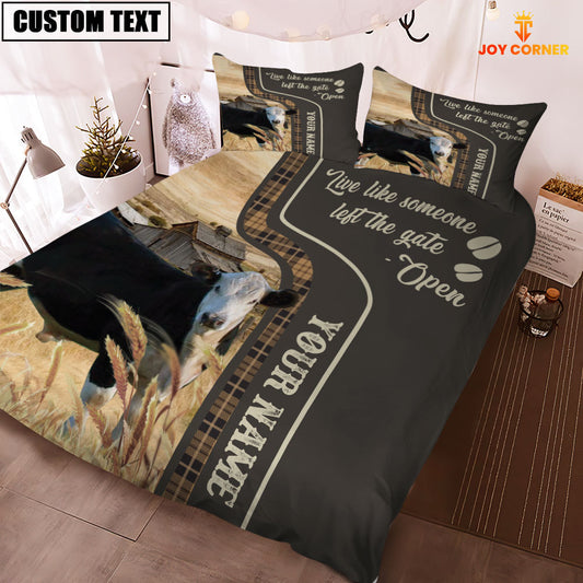 JoyCorners Black Hereford Like Someone Left The Gate Open Customized Name 3D Bedding Set