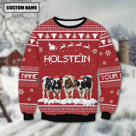 Joycorners Holstein Custom Name Happy Xmas Sweater