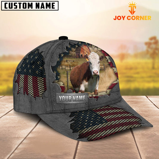 Joycorners Hereford Customized Name US Flag Net Cap