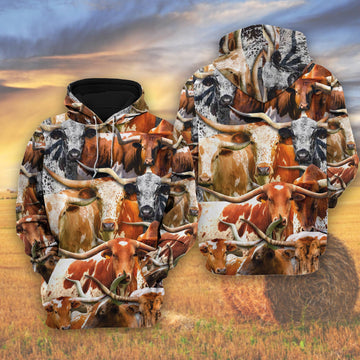 Joycorners Herd Of TX Longhorn Cattle All Over Printed 3D Shirts