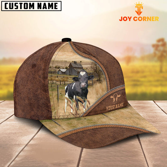 Joycorners Holstein Zipper Leather Pattern Customized Name Cap