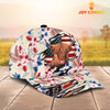 Joycorners Highland American Flag Flowers Pattern Cap