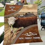 Joycorners Personalized Name Hereford Faith Family Farming Blanket