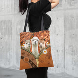 Joycorners Alpaca Daisy Flower and Butterfly All Over Printed 3D Tote Bag