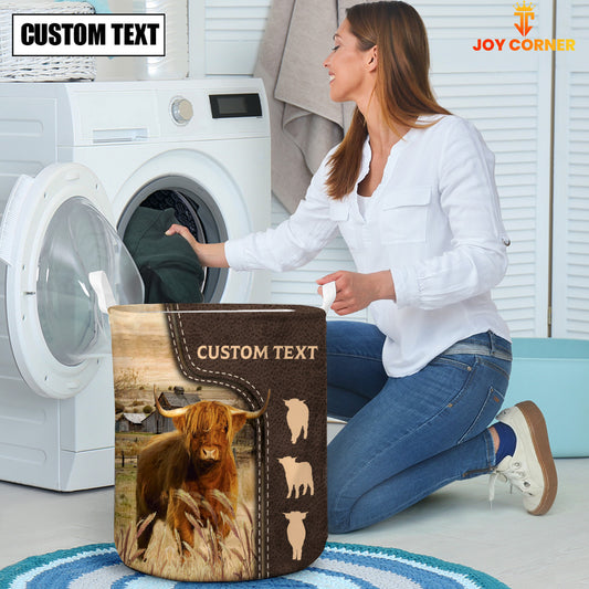 Joycorners Highland Custom Name Leather Pattern Laundry Basket