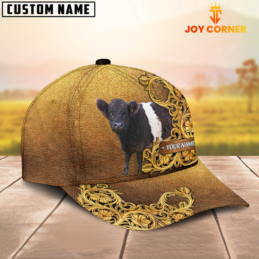 Joycorners Belted Galloway Pattern Customized Name 3D Yellow Cap