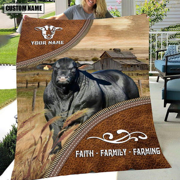 Joycorners Personalized Name Brangus Faith Family Farming Blanket