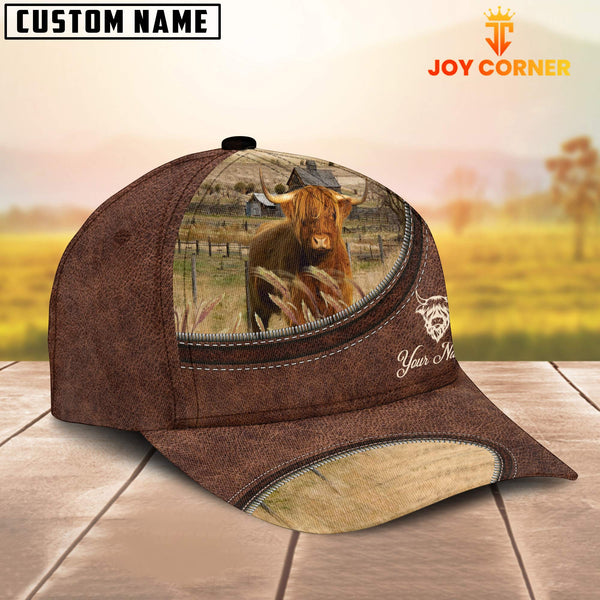 Joycorners Highland On The Farm Customized Name Leather Pattern Cap