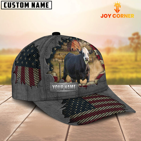 Joycorners Black Baldy Customized Name US Flag Net Cap