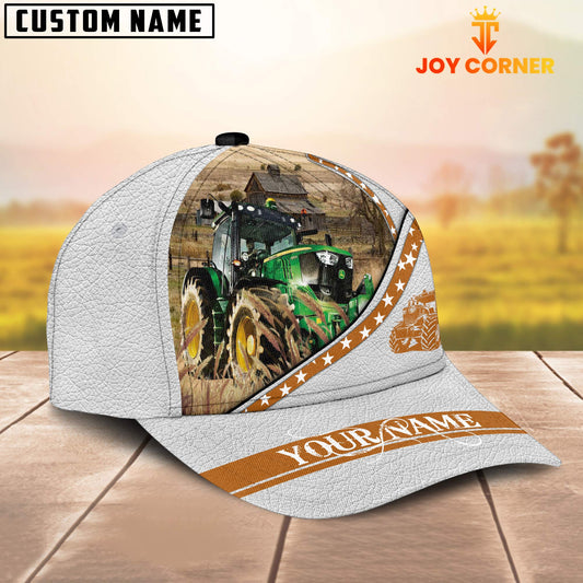 Joycorners Tractor White Pattern Customized Name 3D Cap