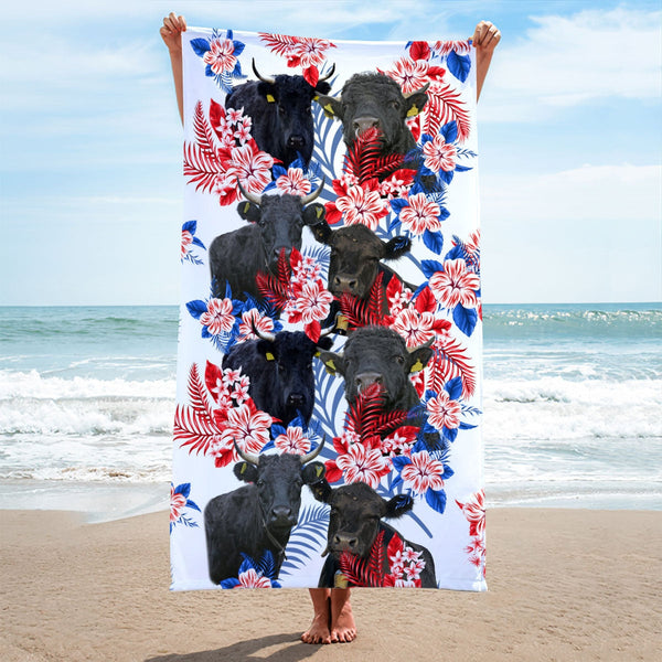 Dexter Cattle Hawaiian Inspiration Beach Towel