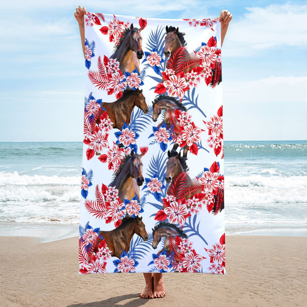 Horse Hawaiian Inspiration Beach Towel