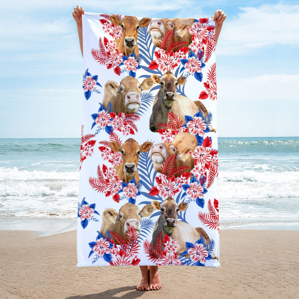 Jersey Cattle Hawaiian Inspiration Beach Towel