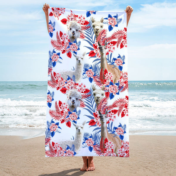 Llama Hawaiian Inspiration Beach Towel