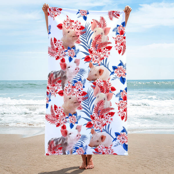 Pig Hawaiian Inspiration Beach Towel